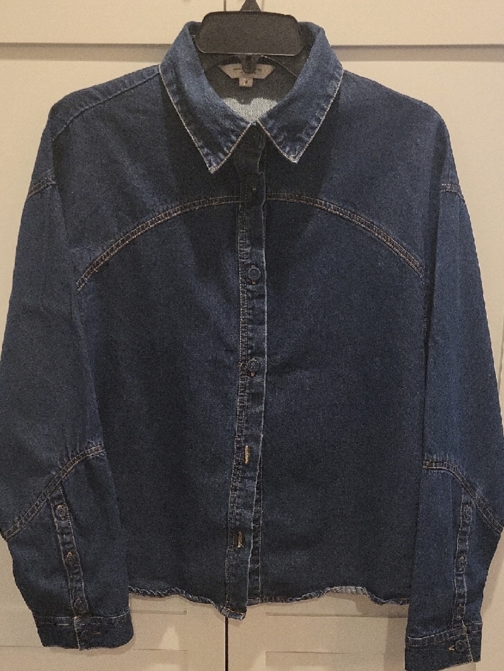 French Connection Dark Blue Denim Shirt - Women's Button-Up - Picture 3 of 8